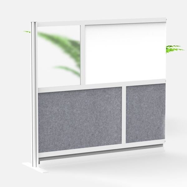 Workflow Modular Wall Room Divider System - Silver Frame - 53" x 48" Add-On Wall with Whiteboard